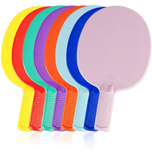 8 Pcs Plastic Table Tennis Paddles Unbreakable Ping Pong Paddles Rackets Portable Plastic Textured Table Tennis Training Toys for Beginner Kids Adult Camp Outdoor Equipment