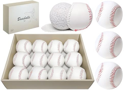 Baseballs 12/24 Pack with Bucket, Standard Size Adult Training Baseballs
