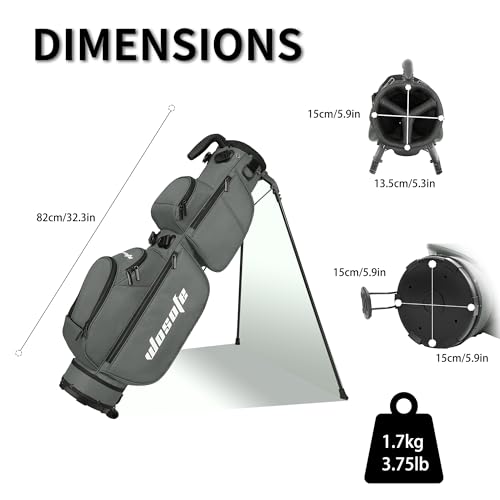 Lightweight Golf Stand Bag - 3-Way Dividers, Fits 5-9 Clubs - Small Sunday Bag for Men & Women, Par 3, Driving Range & Executive Courses - Waterproof, Dual Straps & Rain Cover Included - color: Gray Par 3 Golf Stand bag