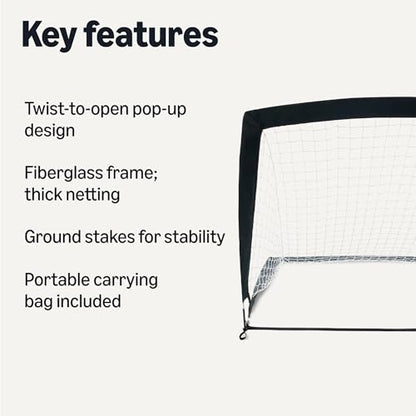 Amazon Basics Portable Pop Up Soccer Goal Net for Backyard Training - size: 4' x 3', (Set of 2)