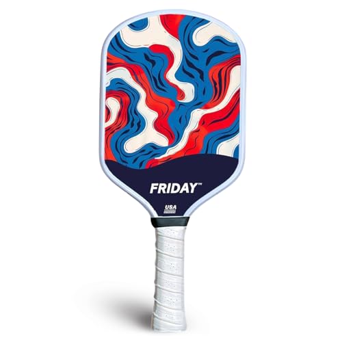 Friday Pickleball Paddle, USA Pickleball Approved, Durable Carbon Fiber, Thermoformed Unibody Design, Honeycomb Core, Gritty Surface for Spin | Durable Carbon Fiber, Honeycomb Core - color: Summer Heat