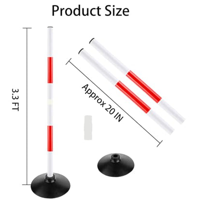 Red-White Soccer Agility Pole Set Rubber Base Dribbling Stick Traffic Warning Sign Pole Multifunctional Training Pole - color: Pack of 6, style: 3.3 FT