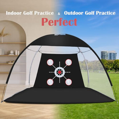 Golf Net, 10 x 7ft Backyard Practice net, Golf Hitting,Driving Net with mat for Indoor/Outdoor - style: Five Traget
