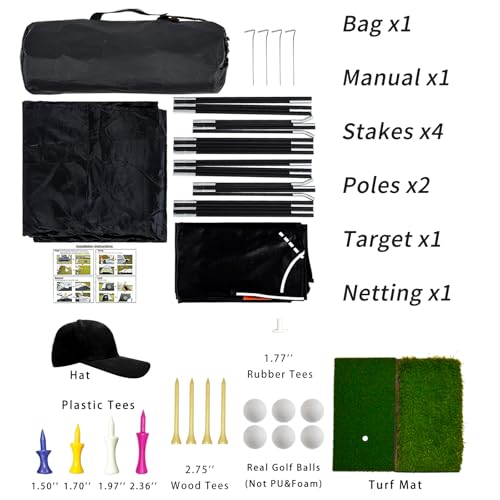 Golf Net - 8x6x5 FT Practice Hitting Net with Foldable Tri-Turf Mat & Target for Indoor Outdoor Chipping Swing Training & Backyard Driving - Gift for Men Golfers