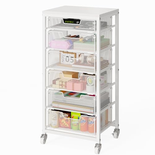 Sbanmao 6 Drawers Rolling Utility Cart, Rolling Storage Cart with Wooden Tabletop, Storage Drawer Cart on Lockable Wheels, Craft Cart for Bedroom, Classroom, Office, White - color: White, size: 6S Drawers
