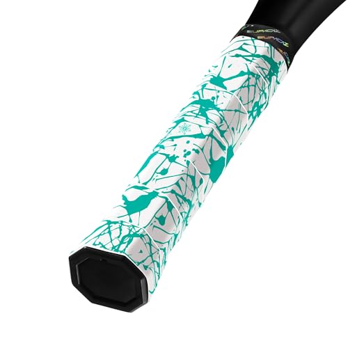 Supacaz Super Sticky Kush Mint Splat Tennis Overgrip - Racket Dry Overwrap - Racquet Grip Tape - Over Grip Wrap - 3pk