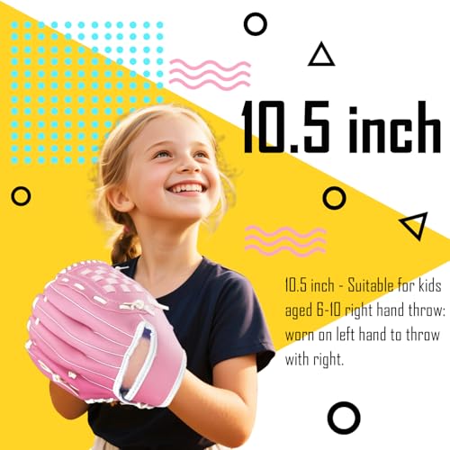 Senston Kids Youth Adult Baseball Glove, 10.5'' Softball Mitt, Left/Right Hand Throw with Ball