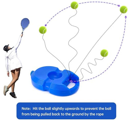 Tennis Trainer Rebound Ball with 3 String Balls, Solo Tennis Training Equipment, Portable Rebounder Kit for Beginners - color: Blue