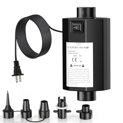 Electric Air Pump for Inflatables, 400W High Power Inflator Deflator with 5 Nozzles, Quick Fill AC Air Mattress Pump for Inflatable Beds, Pool Floats and Swimming Ring