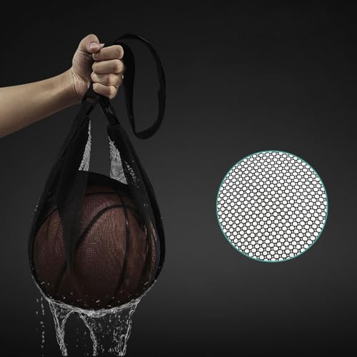 Mesh Sports Ball Bag, Large Capacity Football Basketball Shoulder Duffel, Multi Purpose Soccer Training Storage Organizer - color: Black