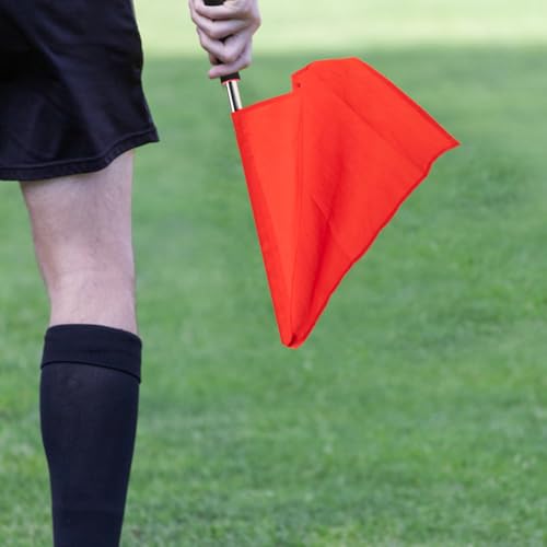Happyyami Commanding Flag Set with Comfortable Sponge Handle & Stainless Steel Poles 18.11X13.77In High Visibility Red Traffic Signal Flags for Soccer Linesman and Outdoor Sports
