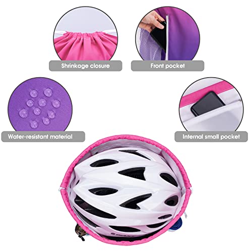 WANDF Drawstring Backpack Sports Gym Sackpack with Mesh Pockets Water Resistant String Bag for Women Men (Rose Red)