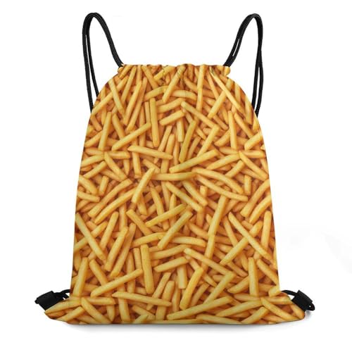 Beam Backpack Large Capacity Drawstring Sack Waterproof Sackpack for Basketball Volleyball Sports Gear Men Women, French Fries Bags - color: Picture (507)