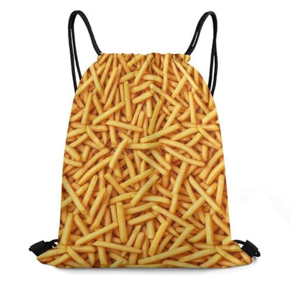 Beam Backpack Large Capacity Drawstring Sack Waterproof Sackpack for Basketball Volleyball Sports Gear Men Women, French Fries Bags - color: Picture (507)