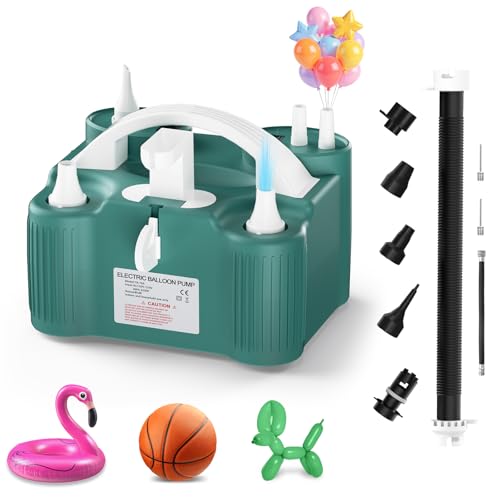 4-in-1 Balloon Pump Electric Balloon Pump Inflador De Globos Electrica Sports Balls Pump for All Balloons Latex Foil 260q Mylar Balloon, Air Cushion Pool Float Yoga Ball Inflator Balloon Machine - color: Green