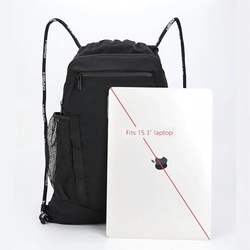 HEAD Men's Drawstring Backpack with Shoe & Phone Pocket,Structured Sports Gym Sack with Bottle Holders for Basketball, Workout, Tennis, Swimming, Travel,Training - color: Dark Grey