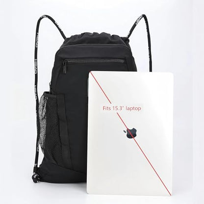 HEAD Men's Drawstring Backpack with Shoe & Phone Pocket,Structured Sports Gym Sack with Bottle Holders for Basketball, Workout, Tennis, Swimming, Travel,Training - color: Dark Grey