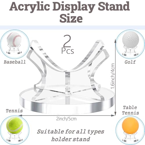 2Pcs Acrylic Baseball Holder Display Case Display for Balls Suitable for Baseball, Golf Softball, Tennis Ball Spheres, Thanksgiving Pumpkin Ball, Wooden Eggs Clear Baseball Stand