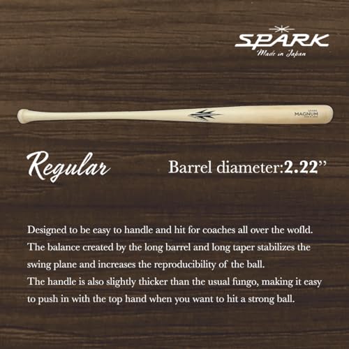 fungo Baseball & Softball Bats for Coach 34" 35" 36" Spark Ho Wood Baseball Bat [Made in Japan]