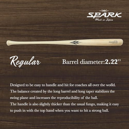 fungo Baseball & Softball Bats for Coach 34" 35" 36" Spark Ho Wood Baseball Bat [Made in Japan]