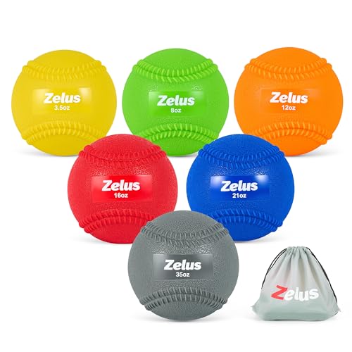 ZELUS Weighted Baseball Set with Seams for Hitting Pitching, Plyometric Baseballs with Carry Bag, Variable Weighted Balls for All Skill Levels - color: Advanced Training(6 Pack)