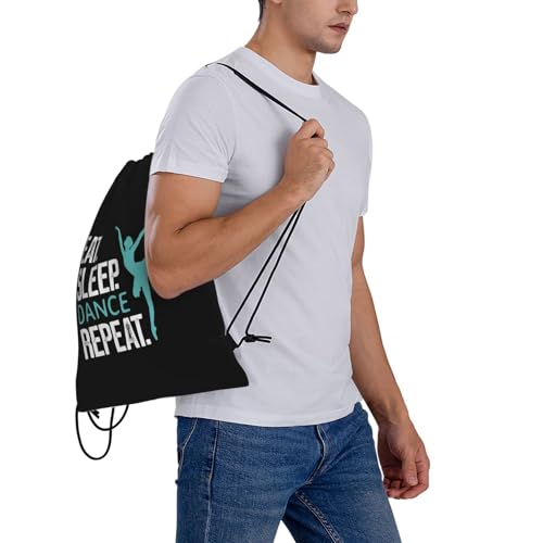 Eat Sleep Dance Repeat Unisex Drawstring Backpack Bag Sport Gym Travel Swim Sackpack - color: Eat Sleep Dance Repeat