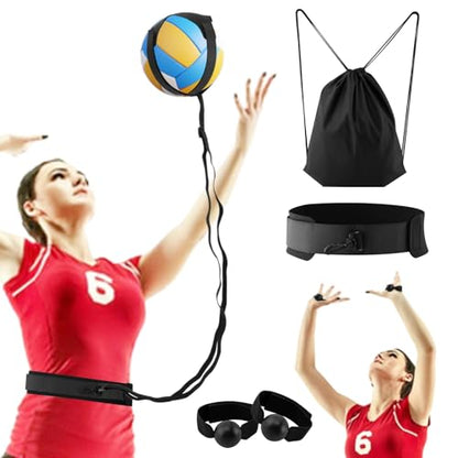 Volleyball Training Equipment Aid, Elastic Self-Training Volleyball Resistance Band with Adjustable Waist Belt & Ball Pouch & Hand Strap to Practice Serve, Spike, Set and Pass