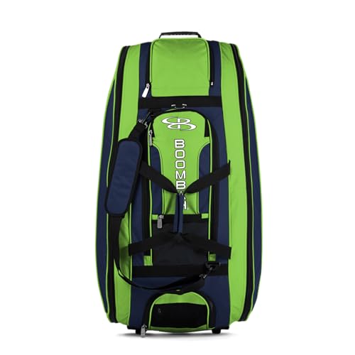 Boombah Beast Rolling Bat Bag - Multiple Color Options - Holds 8 Bats, Glove and Shoe Compartments - color: Navy/Lime Green_C23