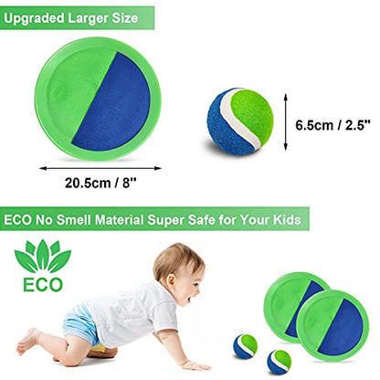 Jalunth Ball Catch Set Games Toss Paddle - Pool Beach Toys Back Yard Outdoor Games Backyard Throw Sticky Set Age 3 4 5 6 7 8 9 10 11 12 Years Old Boys Girls Kids Adults Family Easter Gifts Azure - color: Azure 4 Pack