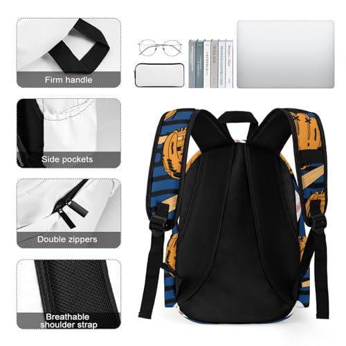 Baseball Glove Bat Ball Travel Backpack Lightweight with Multi Compartment Laptop Bagpack for Women Men Hiking Work