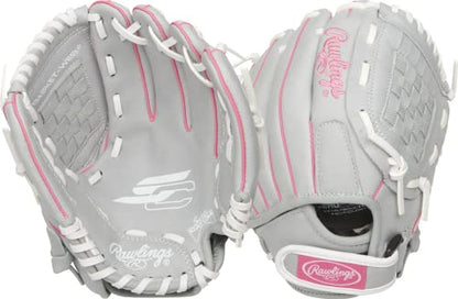 Rawlings | Sure Catch Series Youth Softball Glove - color: Grey / Pink, size: 10"