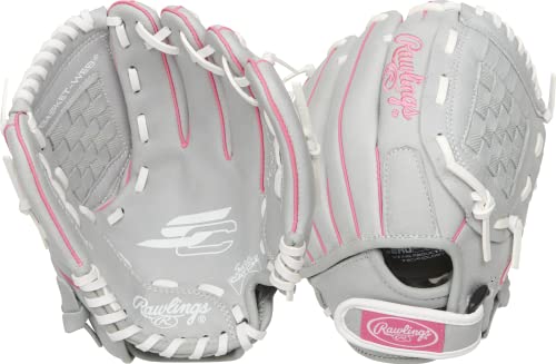 Rawlings | Sure Catch Series Youth Softball Glove - color: Grey / Pink, size: 10"