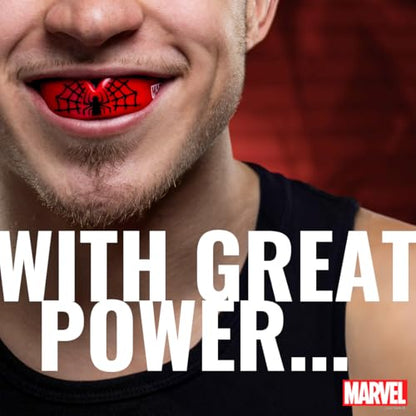 Marvel Spider-Man Mouth Guard, Dual Layer Mouthguard for Adults with Case, Easy Fit Remoldable Mouthpiece for Football, Boxing, Lacrosse, MMA, Basketball & All Contact Sports (Adult 12+ Years, Red)