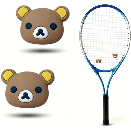 2 PCS Tennis Racket Vibration Dampener Bear Design, Soft Silicone Shock Absorber Vibration & Noise Reduction, Secure Easy Install Accessories for Adult & Junior Players of All Levels