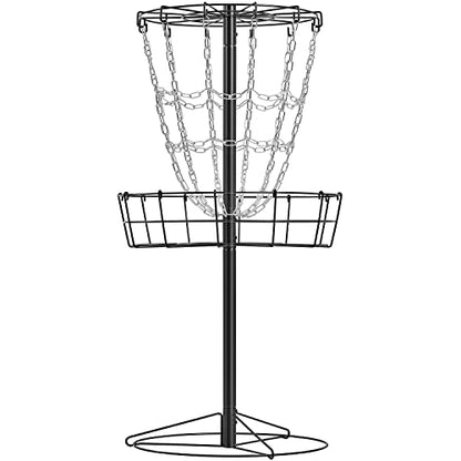 Yaheetech Disc Golf Basket Portable Disc Golf Practice Set 12/24 Chain w/Basket Target and Double Steel Chains for Outdoor - color: Black