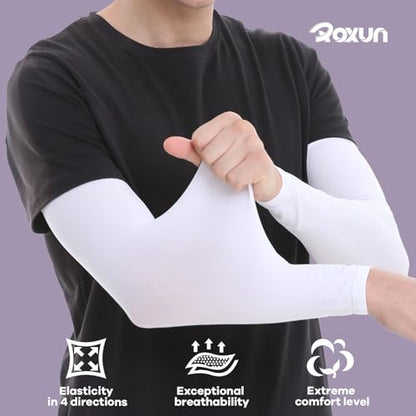 ROXUN Arm Sleeves, Cooling UV Sun Protection Sports Compression for Men/Women - color: 2 Pairs - Black+fluorescent