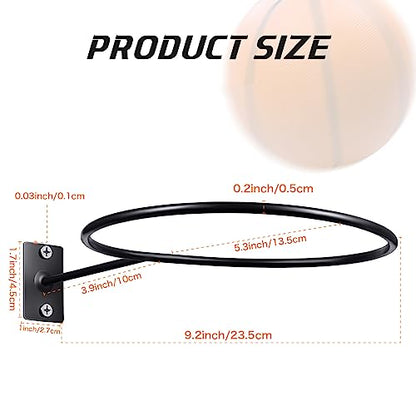 Threan Basketball Holder Wall Mount, Sports Ball Storage Display Rack for Basketball Football Volleyball Soccer, Metal Black Ball Holder, Room Decor Saver Storage Display