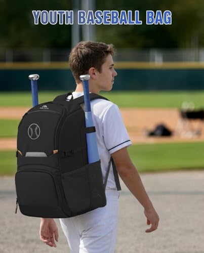 MATEIN PRO Girls Softball Bag with Helmet Net, Lightweight Softball Backpack with Ventilated Shoe Compartment & Organizer Pocket, Youth Baseball Bag with Side Pockets for 40oz Tumbler & TBall Bats - color: Black