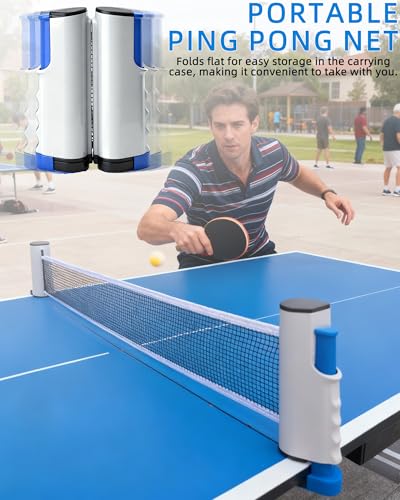 Retractable Ping Pong Net—Table Tennis Net with Clamps Portable Ping Pong Net for Any Table（Gray）