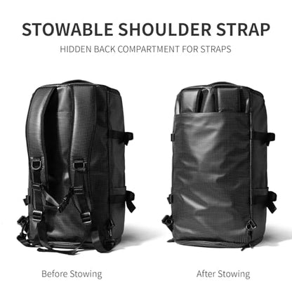 YOUMIAN Gym Duffle Bag 3 IN 1 Travel Backpack 40L Waterproof Shoe Compartment for Men and Women Basketball Soccer Sports Bag (TPU Black Checkered) - color: Tpu Black Checkered