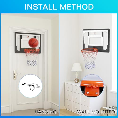 CYFIE Wall Mount Large Basketball Hoop with Door Hooks, 32" x 23" Backboard, Ball and Rim, Outdoor lndoor Basketball Hoops Games Set for Youth Adults Kids Gifts