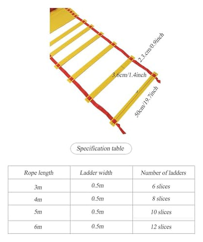 Agility Ladder Cones Football Training, Speed Agility Training Set, for Indoor/Outdoor Personal Training - size: 3m