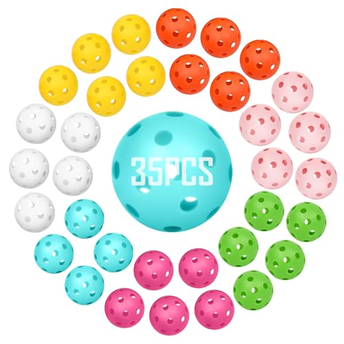 35 Pack Practice Golf Balls Limited Flight Plastic Golf Balls 42mm Practice Golf Balls for Backyard Golf Training Balls for Swing Practice, Airflow Hollow (Multiple Colors) - color: MULTICOLOR