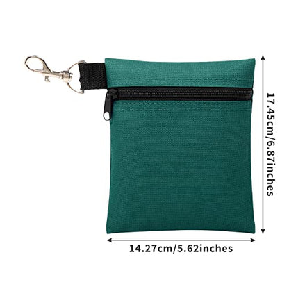 Golf Tee Pouch, 5.62 X 6.87 Inch Professional Zipper Golf Tee/Ball Pouch Bag with Metal Lobster Claw Clip - color: HUNTER GREEN