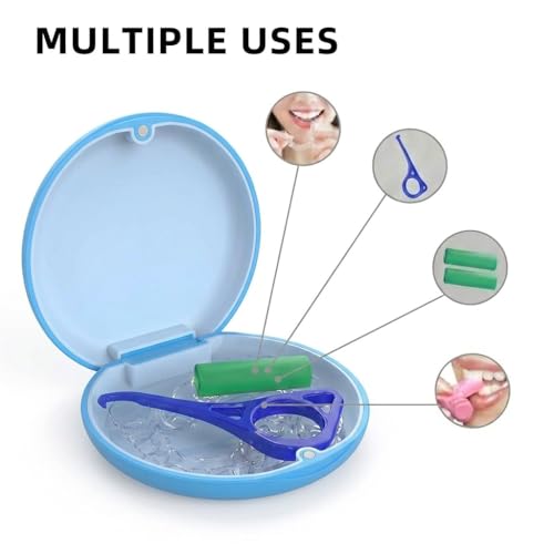 Retainer Case, Aligner Case, Retainer Mouth Guards Travel Case with Removable Food Grade Silicone (Blue Shell+Light Blue Silicone). - color: Blue-1