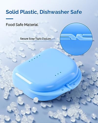 JMU Retainer Case with Vent Holes Orthodontic Storage Case Travel Box for Aligner & Mouth Guard (2 Pcs, Blue and White) - color: Blue/White