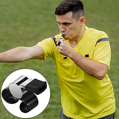Kathfly 2 Pieces Finger Grip Whistle Official Hockey Referee Whistle Football Soccer Hand Held Whistle Metallic Loud Sports Whistle with Rubber Sleeve for Coaches Polices Referees