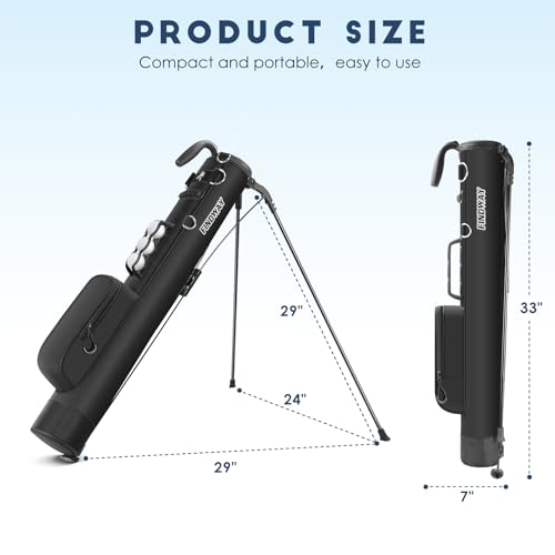 Findway Golf Stand Bag, Small Golf Bag for The Driving Range, Par 3 and Executive Courses, Lightweight Golf Club Carry Bag with Ball Holder and Pockets for Men Women - color: Pure Black