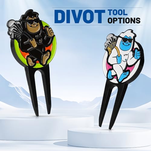 Big Crazy Divot Repair Tool, Divot Repair Tool, Sasquafch and Yeti Golf Green Golf Divot Tool, 4-in-1 Divot Tool, Golf Ball Marker, Golf Groove Cleaner and Alignment Tool - color: Yeti