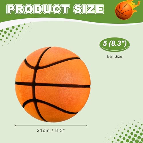 Silent Basketball, Quiet Basketball High Density Foam No Noise Sculpted Groove Bouncing Ball with Net Bag - color: Orange, size: 8.3 Inch